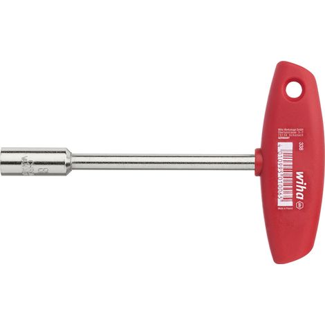 Wiha Clé à douille avec manche en T Quatre pans mâle nickelé 6 mm (01005)
