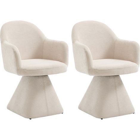 Lot de 2 chaises pivotantes avec accoudoirs en tissu - Beige - VALYRA (1/4)