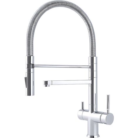 Rubinetto da cucina Shurity 362 con Doccetta a molla 3 vie 3/8” Acciaio Inox Cromo (1/2)