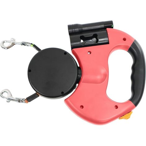 Laisse Double, Laisse Rétractable De 5 M Pet, À 360° en Enchevêtrement Câble De Sécurité Réfléchissant pour Promenades Nocturnes, Laisse Double pour 2 Chiens, Jogging Et Camping avec (1/5)