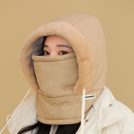 ABYSSE-Cagoule polaire d'hiver, cagoule coupe-vent, cache-cou thermique unisexe, ajustable par cordon, bonnet multifonctionnel pour le ski, le vélo et les activités de plein air, kaki (1/5)