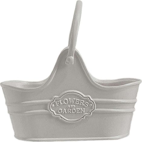 Panier à fleurs miniature en métal, mini panier de pique-nique avec poignées pour maison de poupée-Grey (1/5)