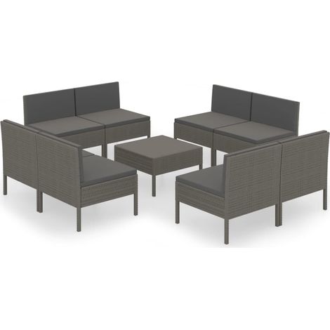 Maison Exclusive - 9-tlg. Garten-Lounge-Set mit Auflagen Poly Rat