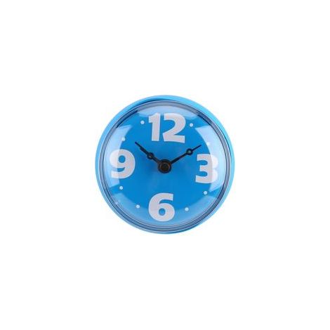 Horloge de douche ronde imperméable à ventouse, diamètre 7 cm, chiffres arabes, bleu – (1/5)