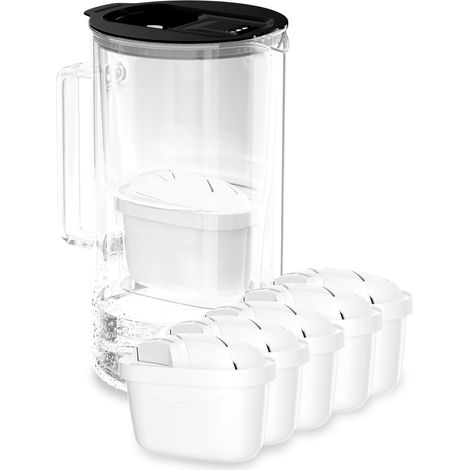 carafe filtrante en verre 2L avec compteur LED, 5 cartouche - Noir (1/5)