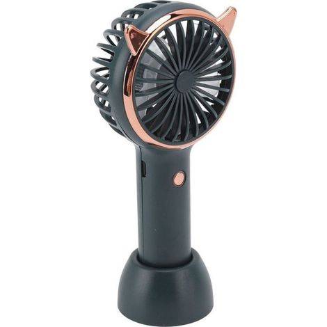 Ventilatore a forma di orecchie di gatto, mini, ricaricabile, con illuminazione RGB, ultra silenzioso con 3 velocità, design pieghevole per una facile trasportabilità, colore azzurro. (1/5)