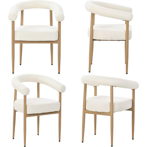 Set mit 4 Stühlen mit Polsterung, Metallgestell, weiß (1/5)