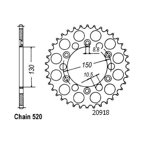 Couronne Nx 650 Dominator 1991 - 520 - 47 Dents - Similaire JTR305