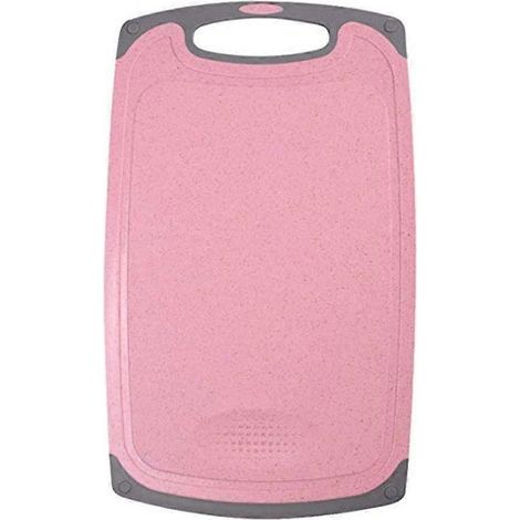Planches à découper alimentaires en polypropylène (PP) AVCE, antidérapantes, antimicrobiennes, résistantes à la chaleur, non toxiques, avec rainure à jus (rose)