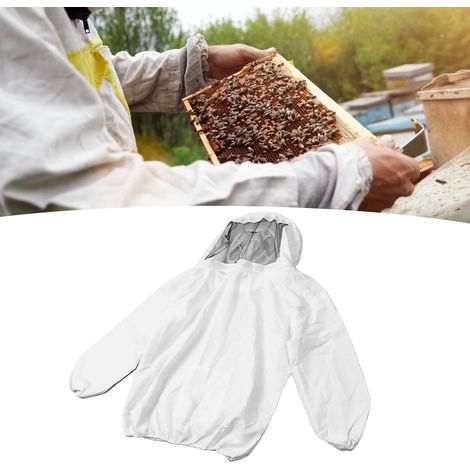 Combinaison de protection pour apiculteurs, veste mi-longue à capuche, combinaison de protection pour abeilles, vêtements fins en peau de mouton couvrant les mains + gants de qualité supérieure (1/5)