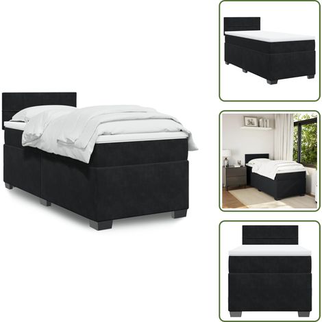 Boxspringbett mit Matratze Schwarz 100x200 cm Samt - Samtsofa - Boxspringbett - Doppelbett - Schlafzimmermöbel - Bettgestell (1/5)