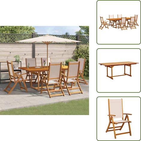 Tavolo in legno - vidaXL Set Pranzo da Giardino 7pz Legno Massello di Acacia e Textilene - Sedie in legno