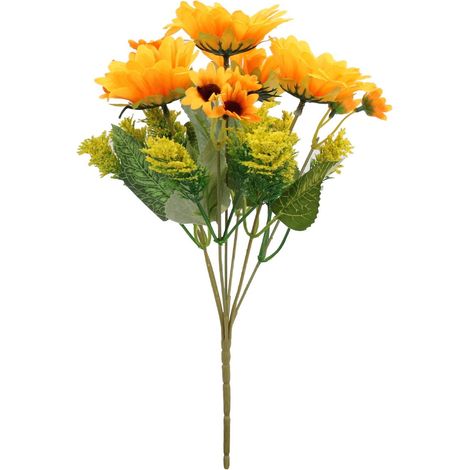Tournesols Artificiels - 7 Branches - Bouquets Faux Fleurs pour Décoration Intérieure et Extérieure - Matériau PE - Jaune - Lot de 2 (1/5)