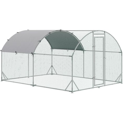 Enclos pour poules extérieur en métal avec abri imperméable et porte verrouillable, 280 x 380 x 197 cm, pour 6 à 12 volailles et petits animaux  CHICFURN (1/5)