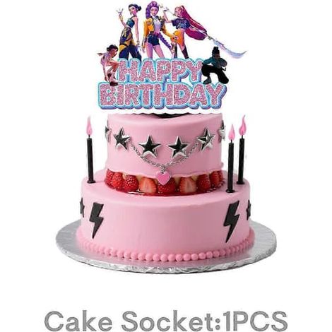 Ensemble de vaisselle jetable Kpop Demon Hunters – Fournitures pour fête d'anniversaire de filles, cadeaux de baby shower et décorations pour fêtes d'enfants (1 drapeau à gâteau inclus).