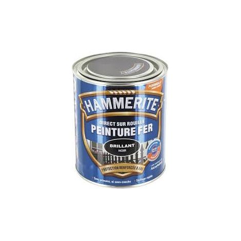 Deco Fer Forge – Peinture Hammerite 0.75L noir brillant – Protection métal jusqu'à 8 ans – Application directe sur rouille – Pour grilles et mobilier extérieur