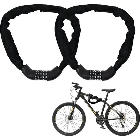 2 Pack 90cm Combination Bike Lock High Security Bicycle Lock with 5 Digital Codes Anti-Theft Chain for Bike Motorcycle Scooter Black (1/5)