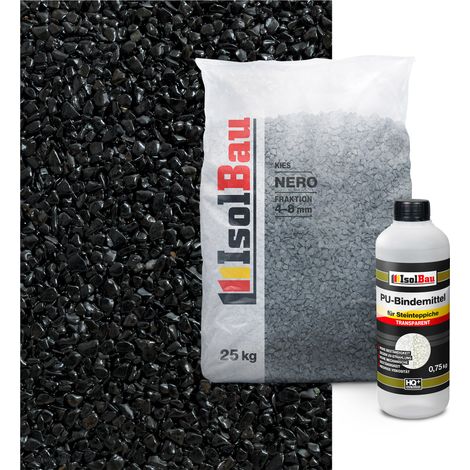 IsolBau Stone Carpet Set Steinteppich Nero 4/8mm 25kg