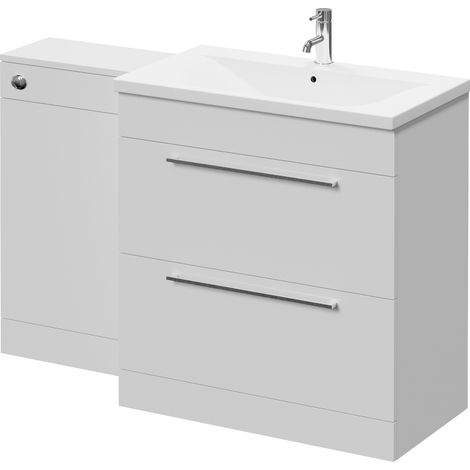 Napoli 460 Gloss White 1300mm 2 Drawer Vanity Unit Toilet Suite with Glide Basin - 1300mm - Chrome 480mm HandleWithout Kingston Toilet Pan