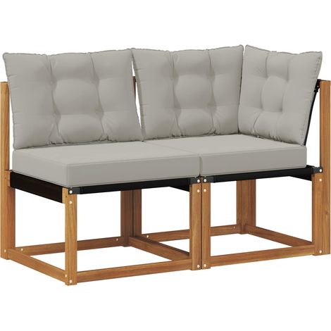 Outdoor Middle and Corner Sofa with Cushion 2 Piece Natural vidaXL