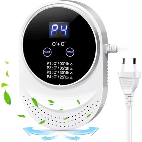 Générateur d'ozone Purificateur d'air, Générateur d'ion Négatif, Stérilisateur d'odeurs, Ioniseur d'air pour Chambre, Salle de Bain, Cuisine, Animaux Domestiques, Formaldéhyde, Odeur, Voiture