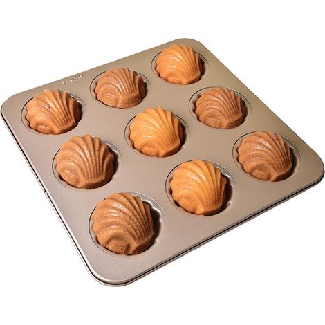 Moules madeleine pour la cuisson Moule à gâteau antiadhésif à 9 cavités pour la cuisson au four Champagne Gold (1/4)