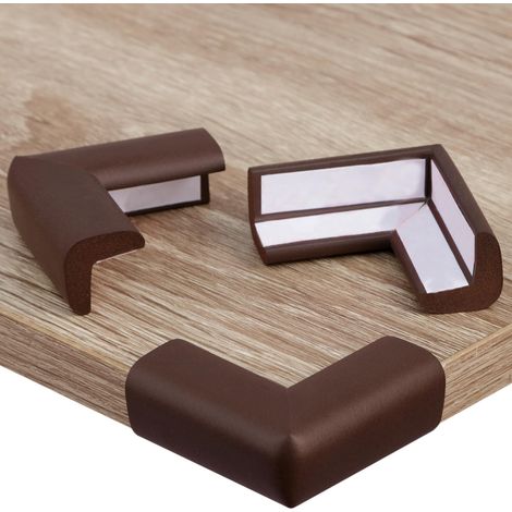 12x Protection pour Bébé – Coussin de Sécurité en Mousse Adhésive Angles Table Meubles Bureau et Étagères Protège-Tête Marron (1/5)