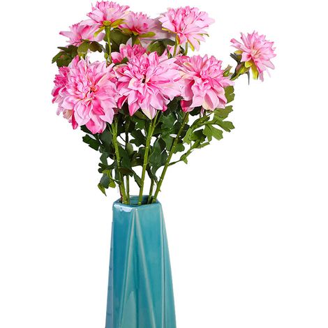 Fleur De Dahlia Artificielle - Bouquet Simulation 2 Têtes - Décoration Maison Bureau Fête - Rose - Lot De 1 (1/2)