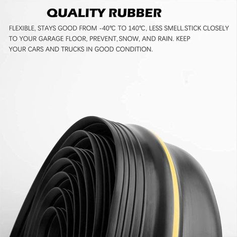 Burlete universal para umbral de puerta de garaje, de caucho resistente a la intemperie (3 m, negro) (1/3)