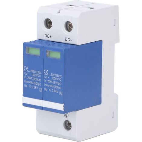 Protection contre les surtensions domestique 2P 40Ka Rail DIN 35 mm avec voyant lumineux, pare-foudre 1000 V CC Dispositif de protection à faible tension, SGSP-40 Az (1/5)