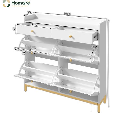 Flur- Garderobenschrank weiß aus Polyester 106.5 x 25 x 107 cm HOMAIRE (1/5)