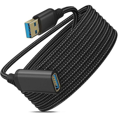Câble d'extension USB 3.0 Type A mâle-femelle, matériau tressé durable, transmission de données élevée. (1/5)