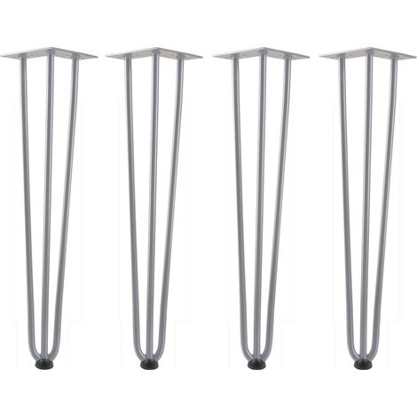 Zelsius 4er Set Tischbeine aus Stahl, (H) 60 cm, grau, 3 Streben