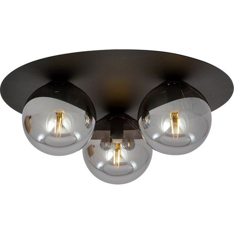 Lampada a Soffitto Solar, Acciaio verniciato a polvere, Vetro, Nero, Grigio, 43x19x43 cm
