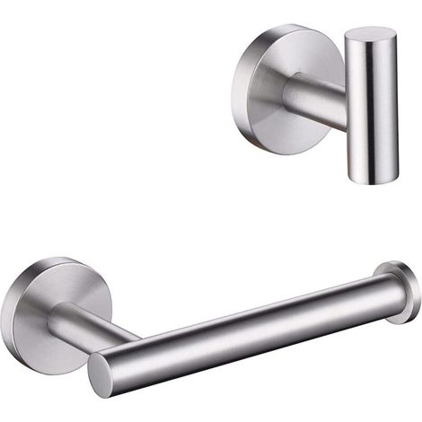 Wall Mounted Toilet Paper Holder with Hook, Self Adhesive Toilet Paper Holder, 304 Stainless Steel Roll Holder for Toilet, Bathroom, Silver