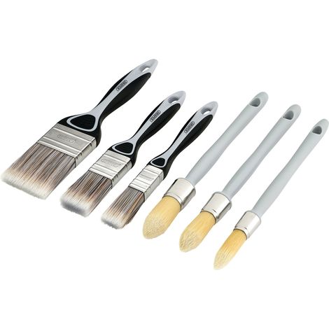Draper 6-Piece Professional Paint Brush Set with Flat and Round Sash Brushes for Interior and Exterior Painting
