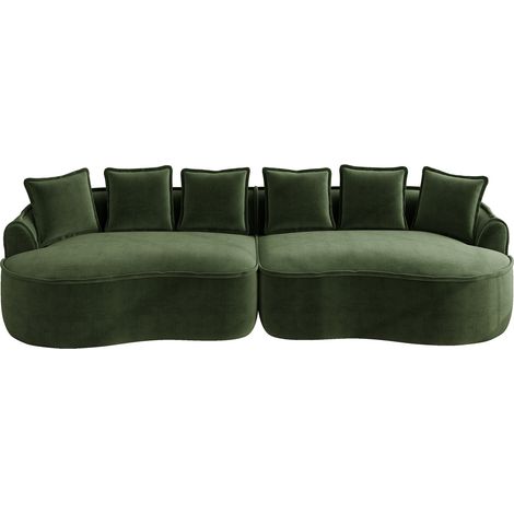 4-Sitzer-Modulsofa aus grüner Chenille, ohne Montage, tiefe Sitzfläche, mit Kissen (1/5)