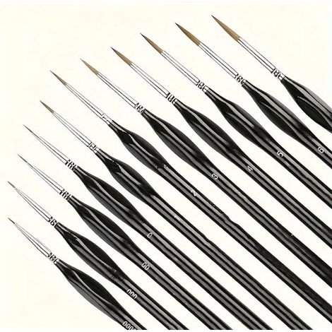Set di 10 pennelli di precisione per dettagli fini in colori acrilici, acquerelli e colori ad olio. (1/5)