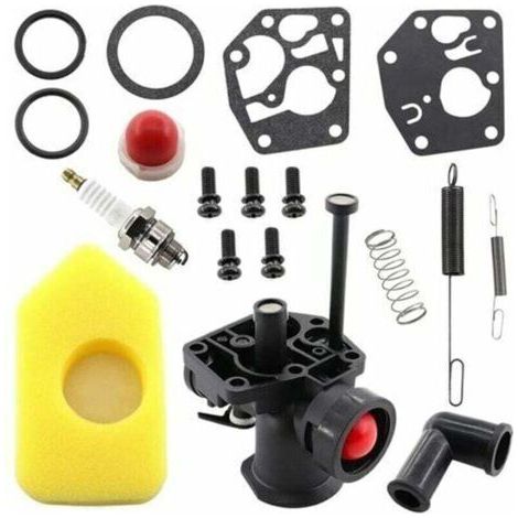 Kit carburateur pour tondeuse à gazon Briggs & Stratton 499809 498809A 494406 et filtre à air 698369 Ressort de régulateur 691859 692211 Membrane 795083 495770 (1/4)