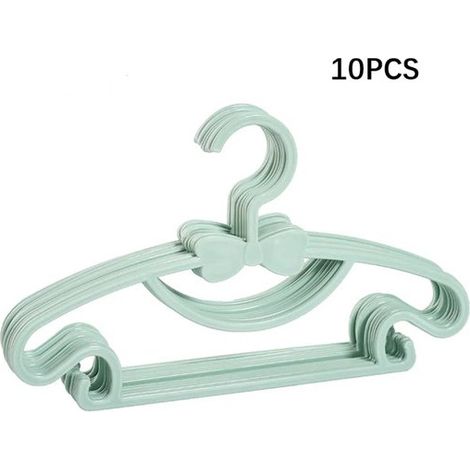 Lot de 10 cintres pour enfants, en plastique épais, adaptés aux vêtements de bébé et d'enfant, robustes et pratiques, vert (1/5)