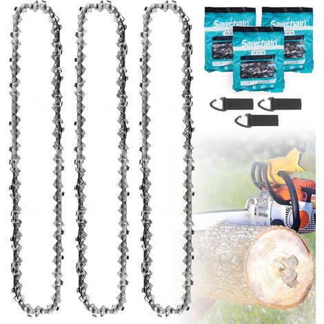 3 x Chaîne Tronçonneuse 35 cm, 3/8" LP 52 Maillons, Jauge 1,3 mm – de Rechange Antirebond pour Guide 14 Pouces, Compatible avec Husqvarna Dolmar Einhell Makita Hitachi Oregon - (1/5)