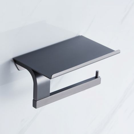 Porte Papier Toilette Et Étagère pour Téléphone Derouleur Mural Devidoir Poli Rouleau P Acier Inoxydable (1/5)