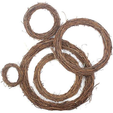 Naturrebengirlande, 5-teilig, Holzgirlande, Naturrattangirlande, handgefertigter Weihnachtskranz für die Haustürdekoration, Wanddekoration für Partys (8, 12, 20, 25, 30 cm) (1/5)