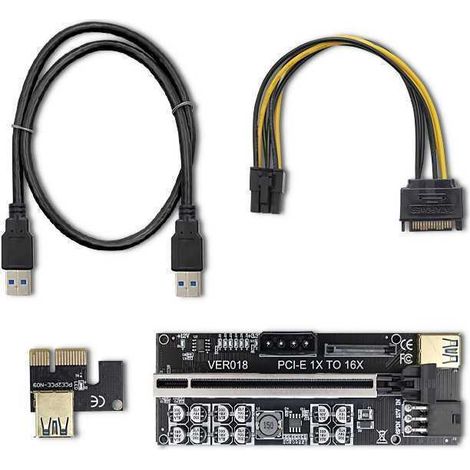 Adaptador Qoltec PCI-E 1x - 16x  USB 3.0  versión 018  SATA/PCI-E de 6 pines
