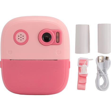 Ortviai Appareil Photo Instantané avec Imprimante Intégrée, Écran IPS 2,4", Résolution 1080P, Zoom Numérique 8x, Rose