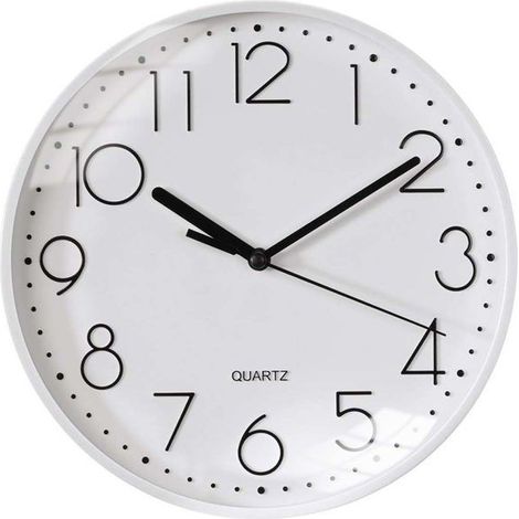 Horloge murale - AVIZAR - 26 cm - Blanc/noir - Mouvement silencieux - Style scandinave (1/4)