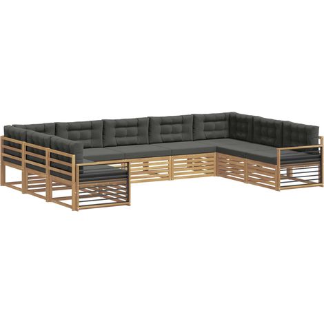 Conjunto de sofás de exterior 9 uds. Blanco y Antracita vidaXL (1/5)
