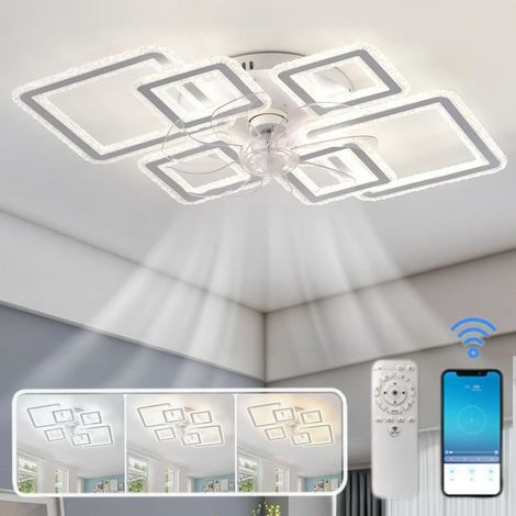 Plafonnier avec ventilateur de plafond, télécommande APP, gradation à fréquence variable, éclairage de ventilateur de plafond de salon et de chambre (1/5)