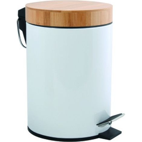MSV - Poubelle Aza 3l blanche avec couvercle bambou (1/5)
