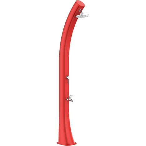 MPC Douche Rouge en Polyethylene HD avec Rechauffement Solaire 40 Litres Hauteur 226 cm Douchette Ronde 1524 cm Accessoires en Laiton Ideale pour Jardin et Piscine Modele Rio XXL